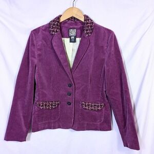 Women's Cotton Purple Corduroy Mixed Media Blazer Canvasback BETS '90s Casual 12